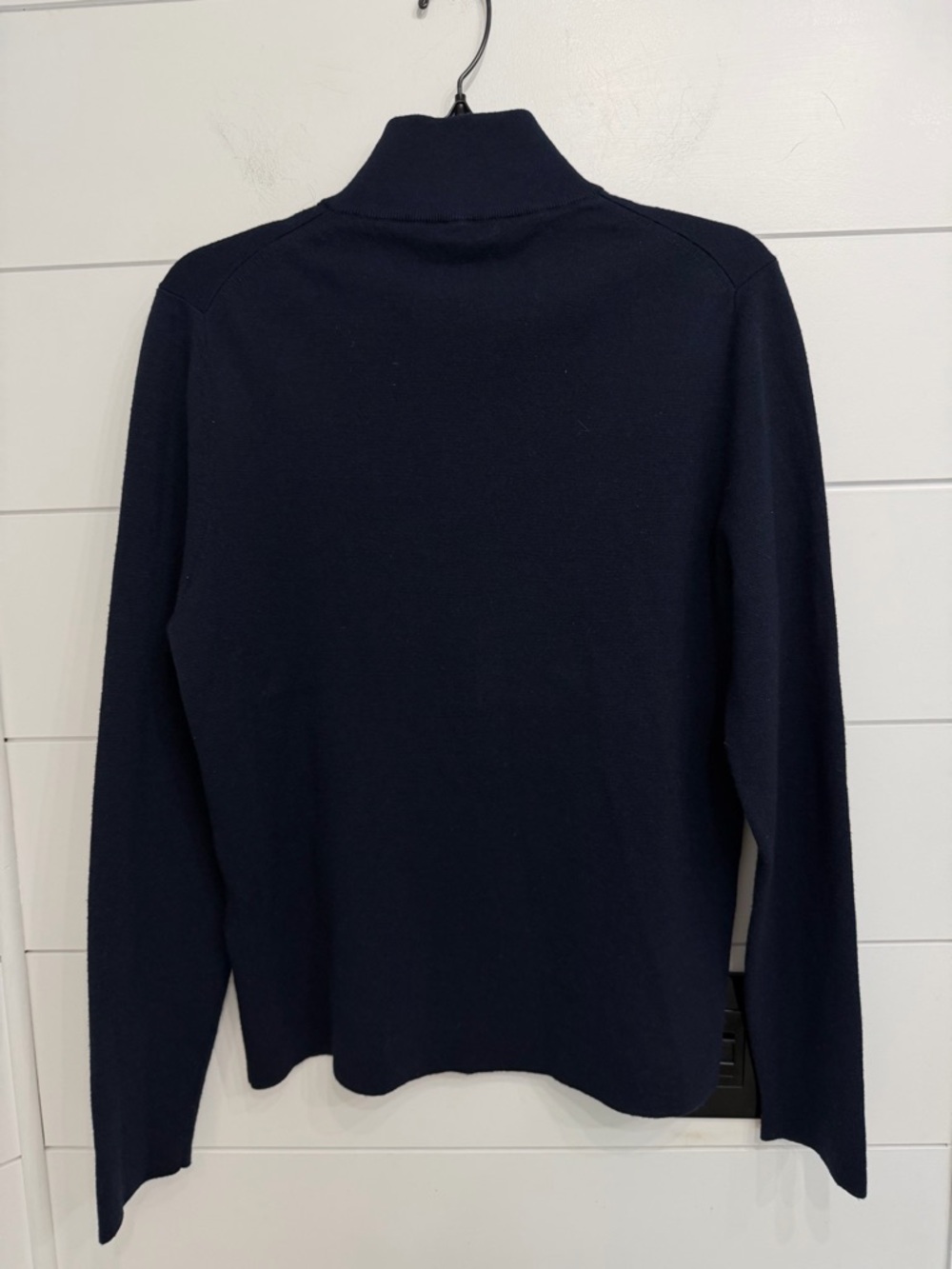 Sandro Women's Navy Half Zip Wool Pullover Sweater 36320 - Picture 4 of 12